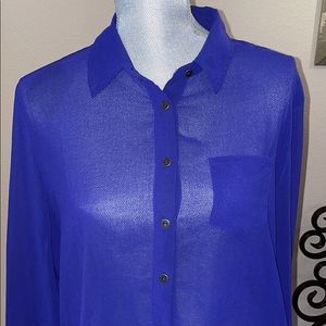 Forever 21 Sheer Purple Button Down Blouse Large